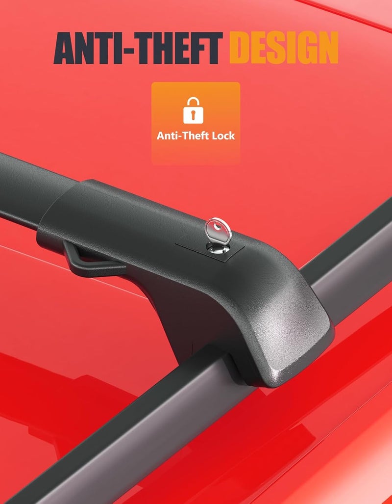 KINGGERI 300Lbs Lockable Roof Rack Cross Bars Compatible with Toyota Sienna 2021 2022 2023 2024 2025 2026, Anti-Theft Aluminum Roof Rails Crossbars Rooftop Cargo Basket Carrier Bag Luggage Rails - Image 4